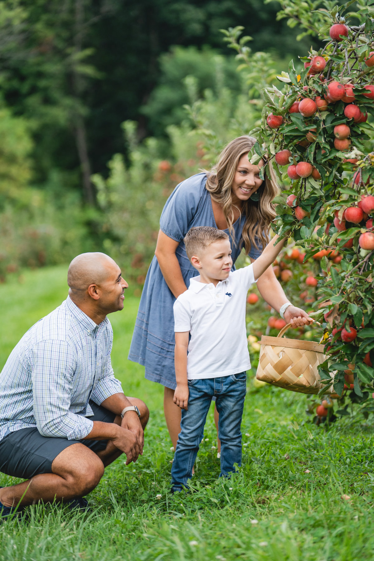 Family picking apples in Somerset, Kentucky