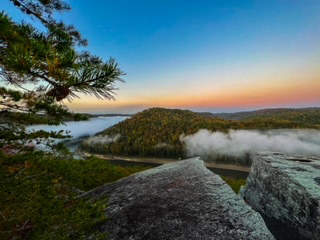 Misty mountain view from Buzzard Rock in McCreary County, Kentucky