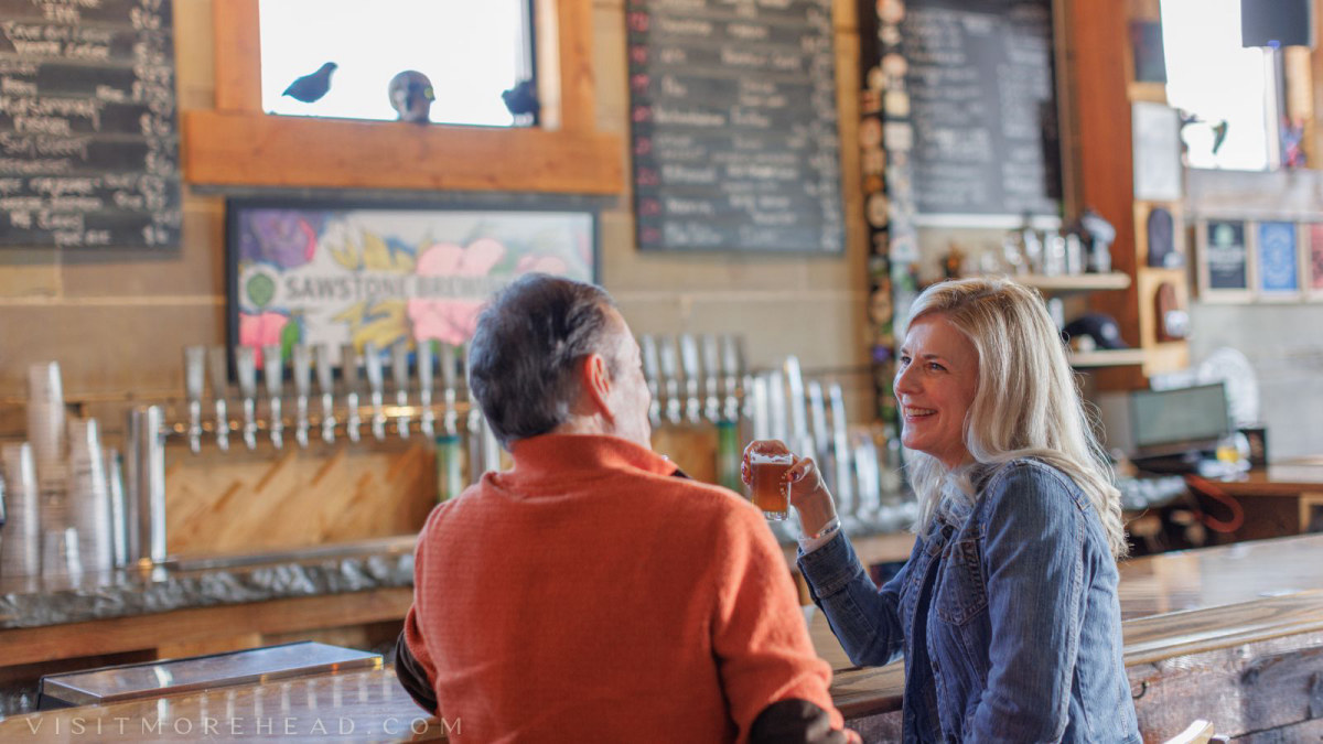 Visitors inside a local taproom in Morehead, Kentucky