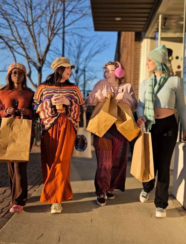 Friends shopping in downtown Mt. Vernon, Illinois